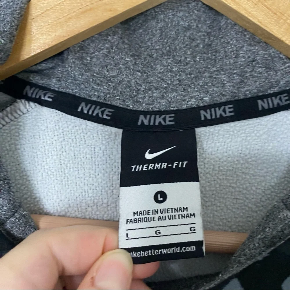 [Nike] Swoosh Gray & Black Camo Print Hoodie Sweatshirt